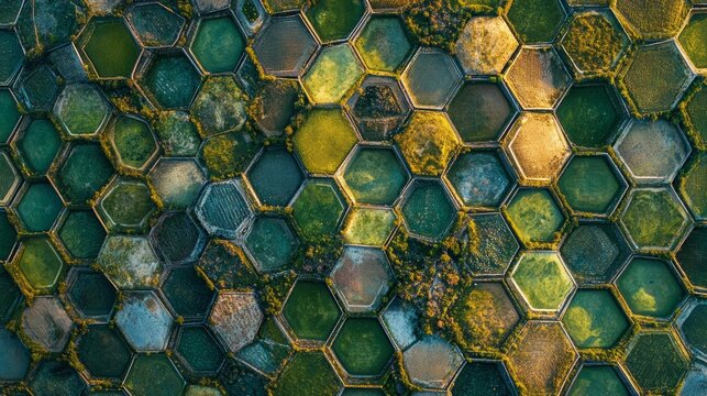 Aerial Perspective of Unique Hexagonal Urban Layout in Grammichele Sicily Showcasing Innovative Architecture and Historical Landscape Design
