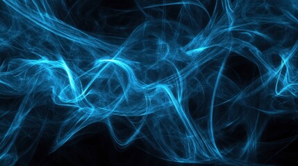 Fototapeta premium Intersecting glowing lines in various shades of blue, creating a sense of depth and movement on a black backdrop.