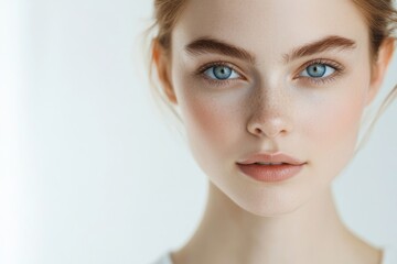Fototapeta premium A beautiful woman applies makeup with precision, enhancing her features and showcasing her style.