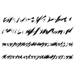 Abstract distorted text. Illegible typography graphic. Dynamic glitch effect. Black fragmented letters.