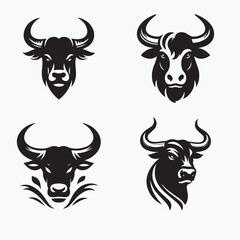 Print bulls head vector illustration silhouette