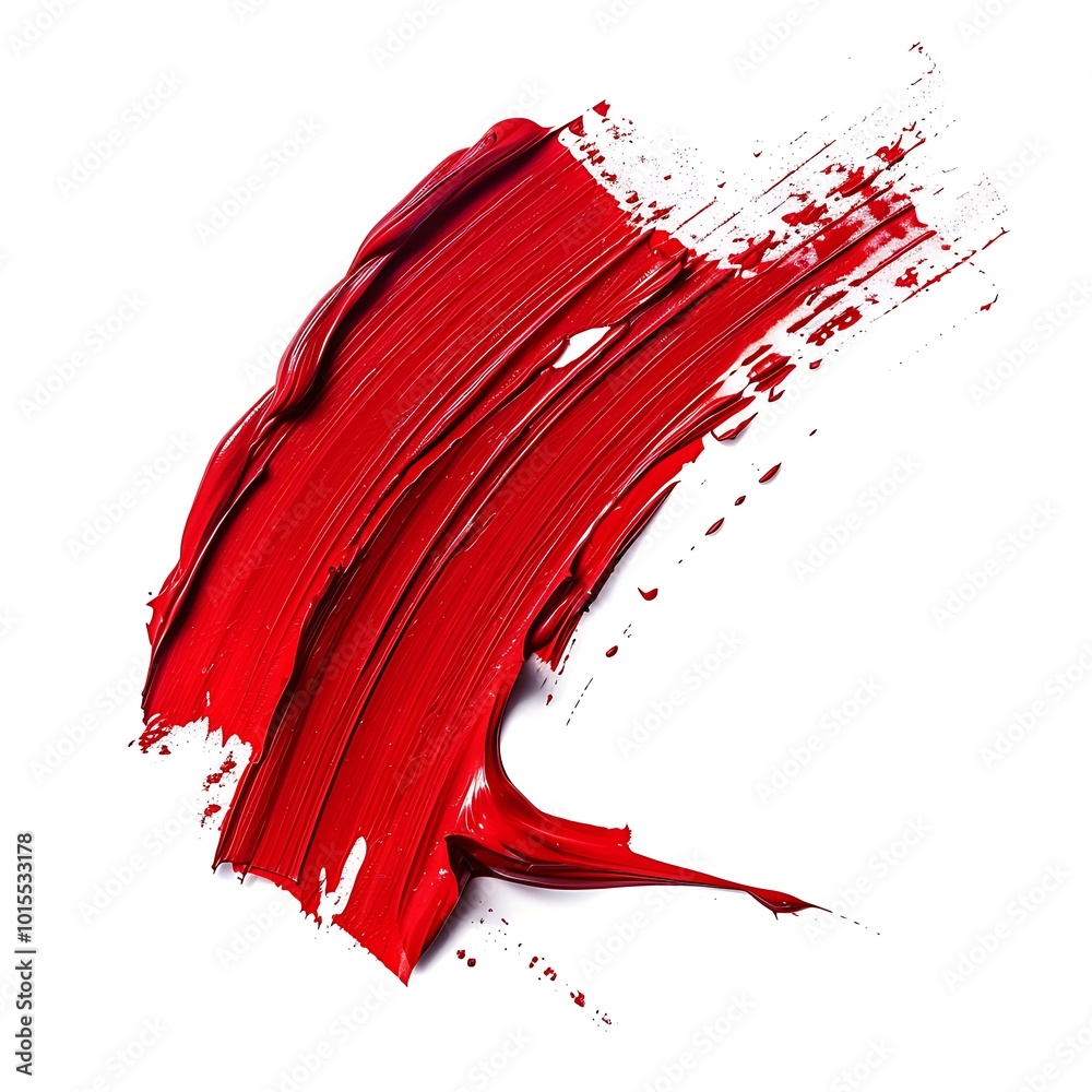 Poster Red brush stroke on white background