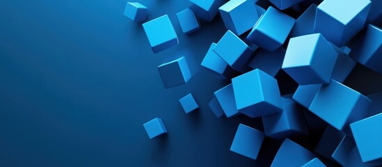 Abstract Blue Cubes Composition
