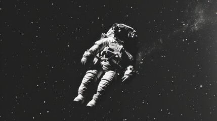 Fototapeta premium Minimalistic Astronaut Floating in Deep Space
