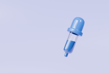 3d Dropper tool color palette guide icon on isolated purple background. Painter tool art design concept. Swatch tool suck colors use in design program. 3d Minimal color pick designer tool. 3d render.