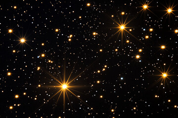 Obraz premium Night sky with sparkling stars on black background, peaceful starlit sky with cosmic view