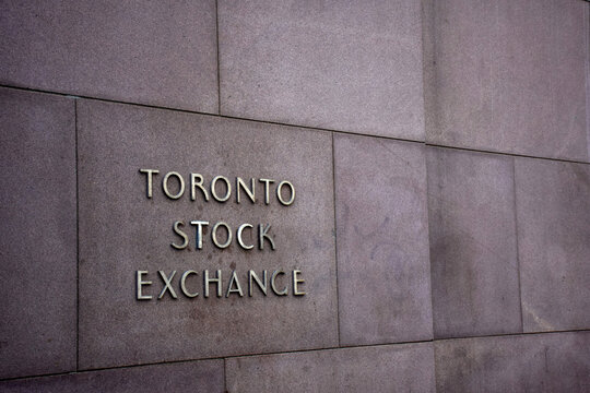 Toronto Stock Exchange sign on a building downtown Toronto Ontario Canada on October 5, 2024
