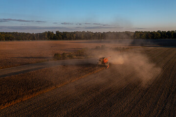 Fototapeta premium harvester in field at sunset