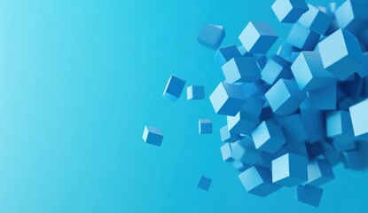 Fototapeta premium Abstract Blue Cubes Floating in the Air