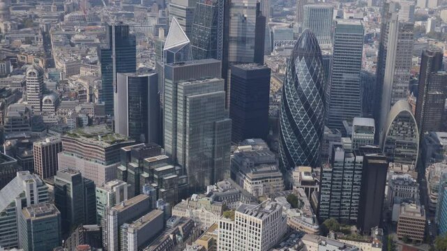 london city skyline from a helicopter