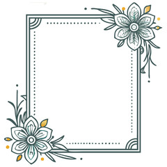 Simple and stylish frame with a flower, flat colors, perfect for cards or invitations.