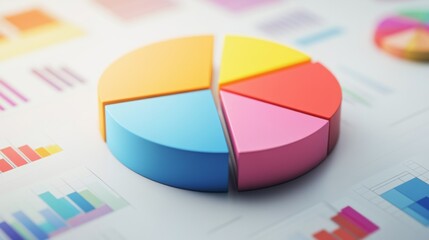 Colorful Pie Chart on Business Reports Background