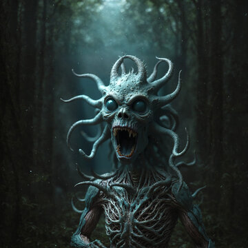 &ldquo;Forest Guardian with Fiery Tendrils&rdquo;