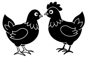 chickens silhouette minimalistic vector art illustration 