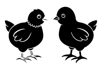 chickens silhouette minimalistic vector art illustration 