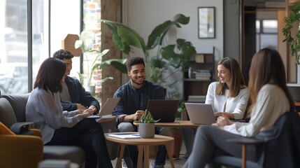 Diverse Group of Professionals Collaborating in a Modern Office Setting