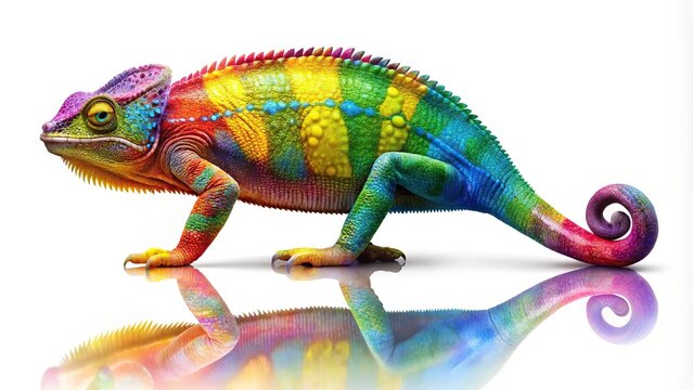 full body panther chameleon rainbow color Silhouette