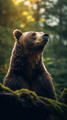 Obraz premium Majestic Bear in a Sunlit Forest