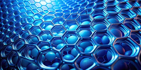 Futuristic blue cellular structure background with deep blue tone