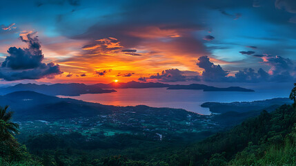 Fototapeta premium Sunset Over Tropical Islands Photo