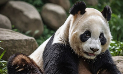 Fototapeta premium giant panda sitting
