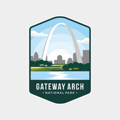 Gateway arch National Park patch logo illustration