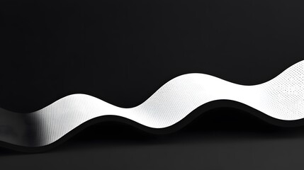 Abstract wave design in sleek white against a black background.