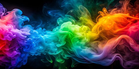 Obraz premium An abstract display of vibrant colorful smoke patterns swirling and dancing in the dark