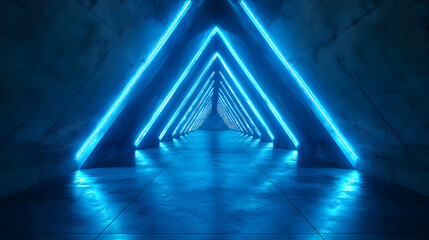 Naklejka premium Blue Neon Lights 3D Abstract Background