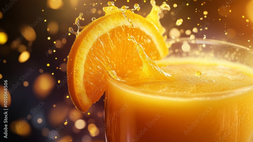 Poster Refreshing Citrus Drink with Splash Effect