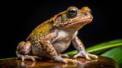 Giant hammer toad in the Brazilian Atlantic Forest at night with forced perspective