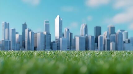 Fototapeta premium Cityscape Green Grass