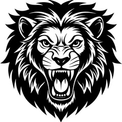 head of lion angry mood vector