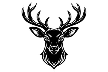  Deer head stylized logo silhouette minimalistic vector art illustration 