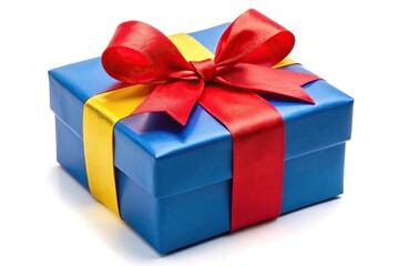 Obraz premium Gift box with red bow on white background