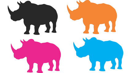 Graphic illustration large mammal different colors colorful shadows