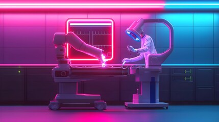 Fototapeta premium Robotic Surgery Futuristic Medical Technology