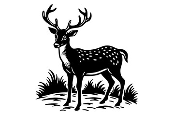  chital deer silhouette minimalistic vector art illustration