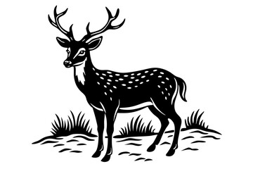  chital deer silhouette minimalistic vector art illustration