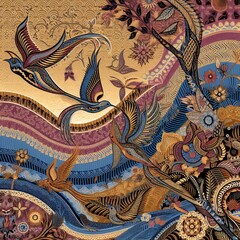 batik art with bird