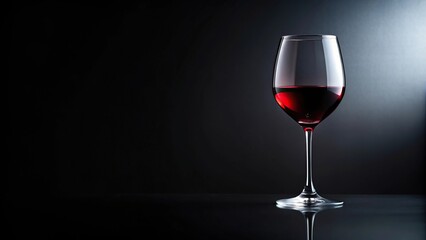 Glass of red wine against black background