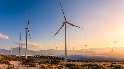 Wind and Solar Farm Landscape