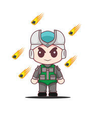 Illustration Vector Graphic Of Alien Soldier Chibi Character