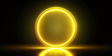 Glowing holographic yellow circle on black background