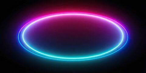 Obraz premium Glowing neon lights reflected halo effect on black background