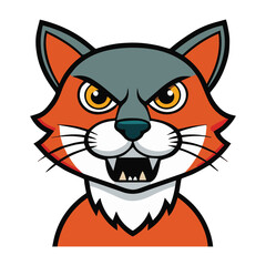 Obraz premium Bold Line Art Aggressive Cat Vector Illustration with Solid Color Background