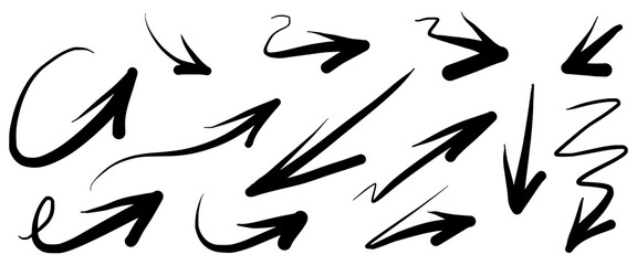 hand drawn Arrows icons Set. arrow icon with various directions. Doodle vector illustration. isolated on a white background