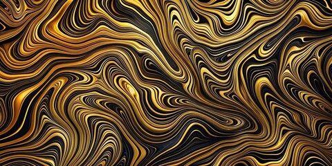 Obraz premium Gold and black abstract topographic design pattern