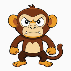 Fototapeta premium Angry Monkey Cartoon Vector Illustration