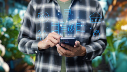 representing the quality check of farm products, featuring a selection of produce such as fruits or vegetables with a magnifying glass and a checkmark, symbolizing inspection 